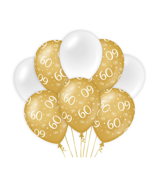 Decoratie ballonnen goud/wit - 60
