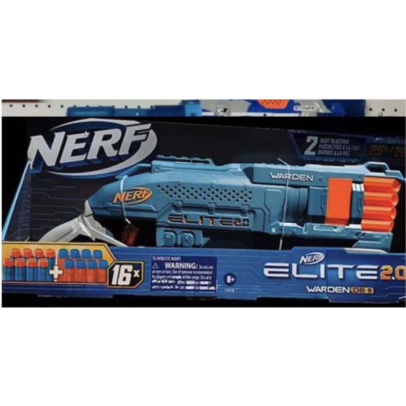 NERF blaster Elite 2.0 Warden DB 8 junior blauw-oranje 17 delig