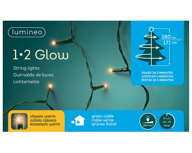 Kerstlampjes 1-2 Glow Strengverlichting Warm Wit Buiten 180 Lampjes 180 Cm Met Dimmer Kerstverlichti