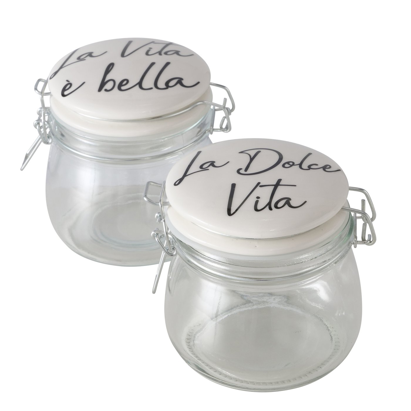 Boltze Home Storage Jar Dolce Vita, 2 Ass., 450 Ml, H 12,00 Cm, Clear Glass,