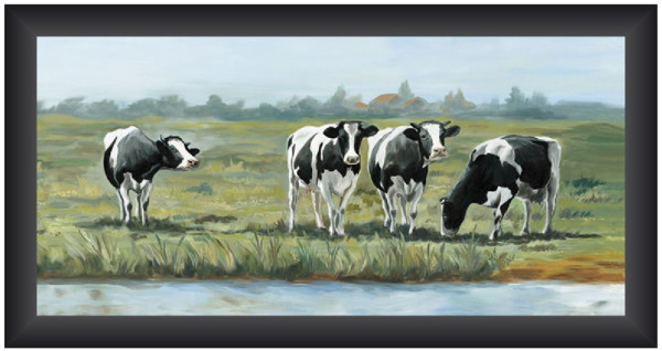 Schilderij Koeien 4 op rij 40x80cm