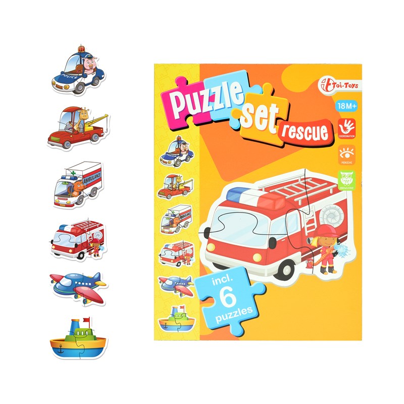 Toi Toys hulpdiensten puzzelset incl 6 puzzels