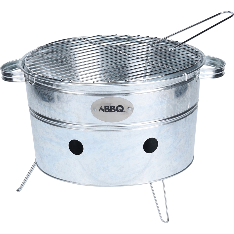 BBQ draagbare barbecue rond zwart staal 38 x 20 cm