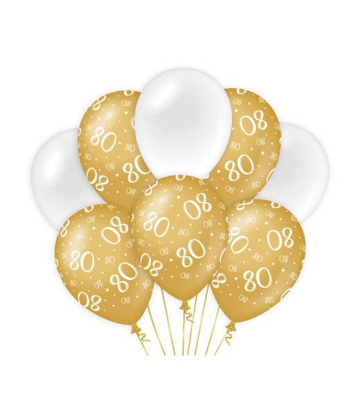 Decoratie ballonnen goud/wit - 80