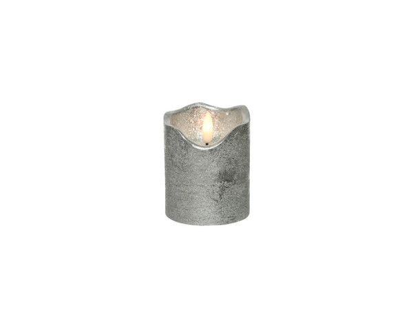 LED kaars vlameffect zilver 9cm warmwit