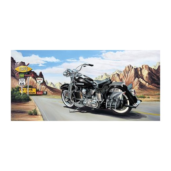 Schilderij Harley Route 66 40x78cm In Zwart Houten Lijst
