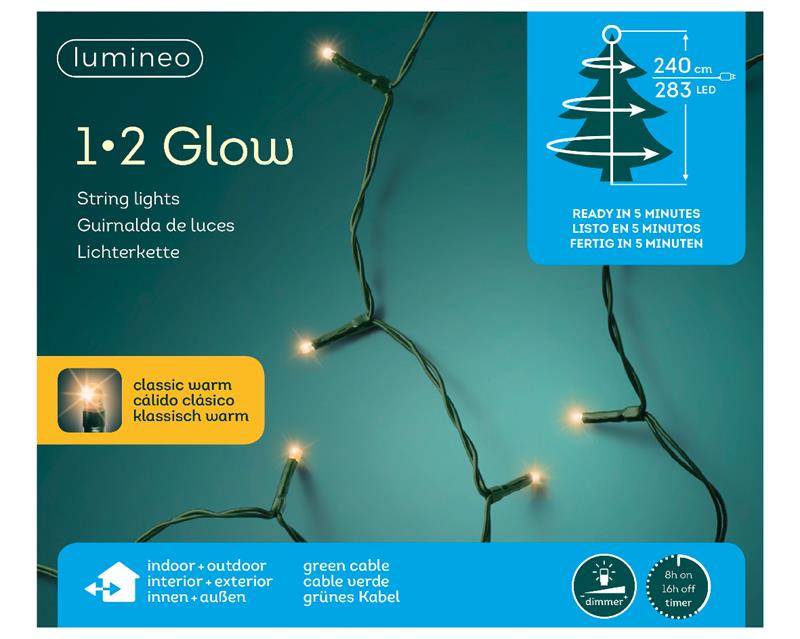 Kerstverlichting 1-2 glow voor 240cm boom 283 LED lampjes warmwit