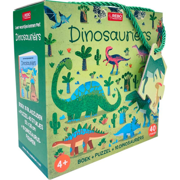 Dinosauriers - Boek-Puzzel- 10 figuren