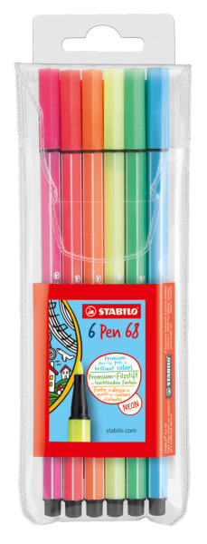 Stabilo viltstiften pen 68 fluor 6 st.
