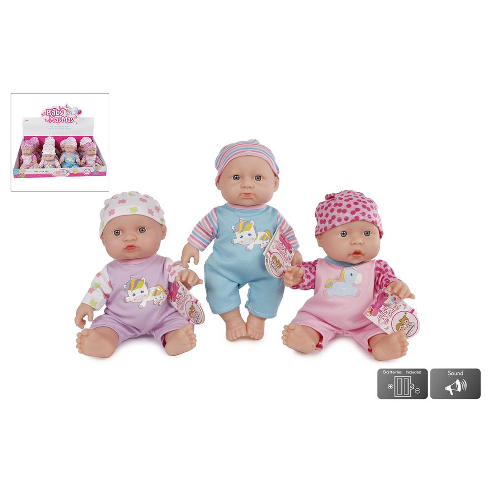 Van Manen babypop met geluid meisjes 25 cm roze