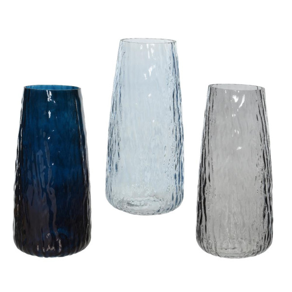 Vaas glas h21,5cm blauw