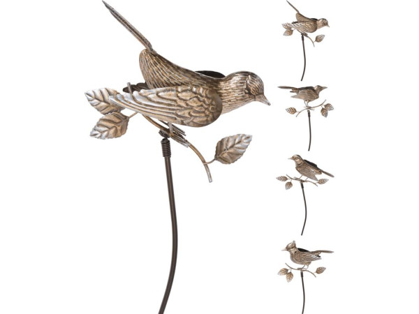 Tuinprikker vogel op stok brons