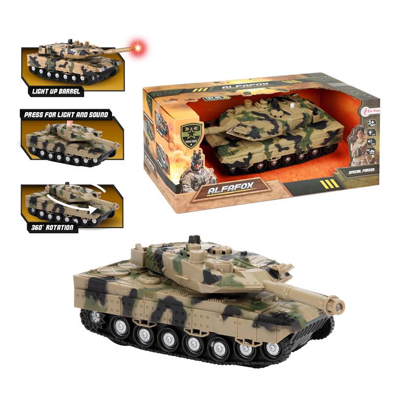 Toi Toys militaire tank met licht en geluid 24 cm bruin