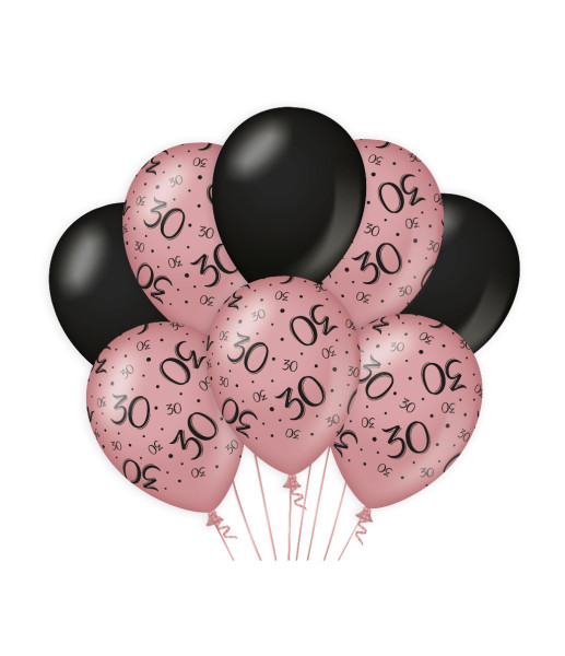 Decoratie ballonnen roze/zwart - 30