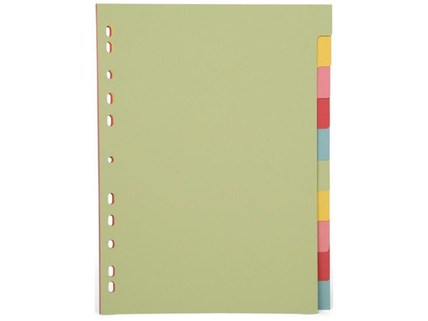 Pergamy tabblad A4 pastel karton 10-tabs