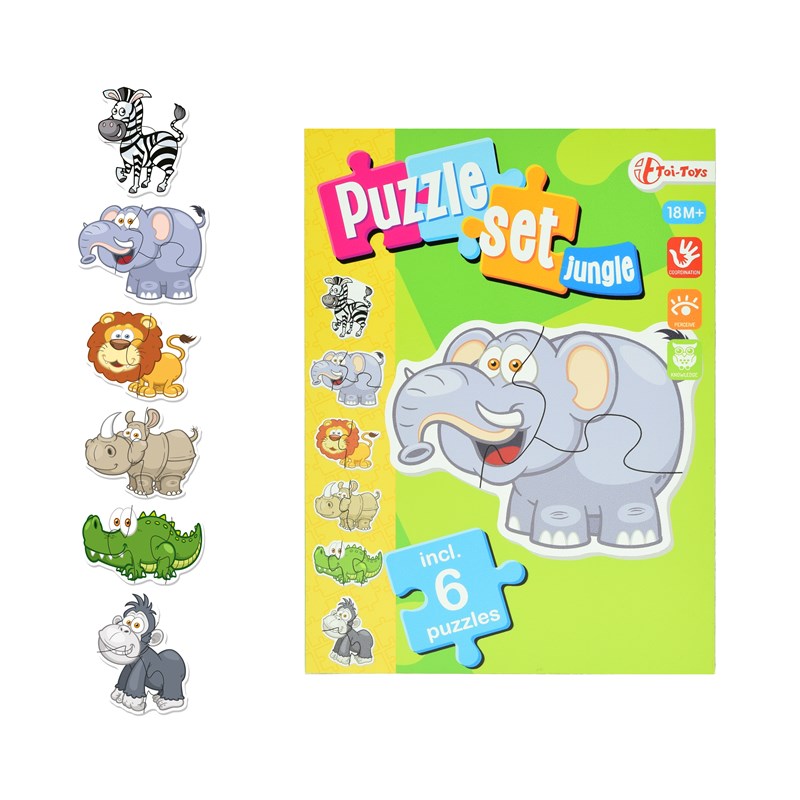 Toi Toys jungle puzzelset incl 6 puzzels