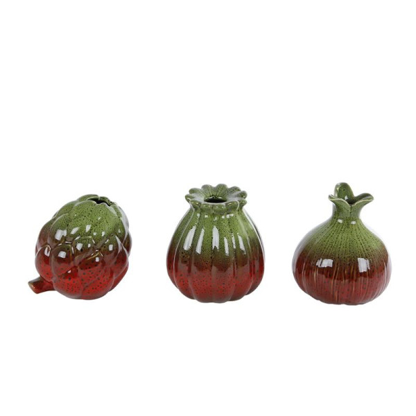 Vaas "Vegetable" groen/rood aardewerk