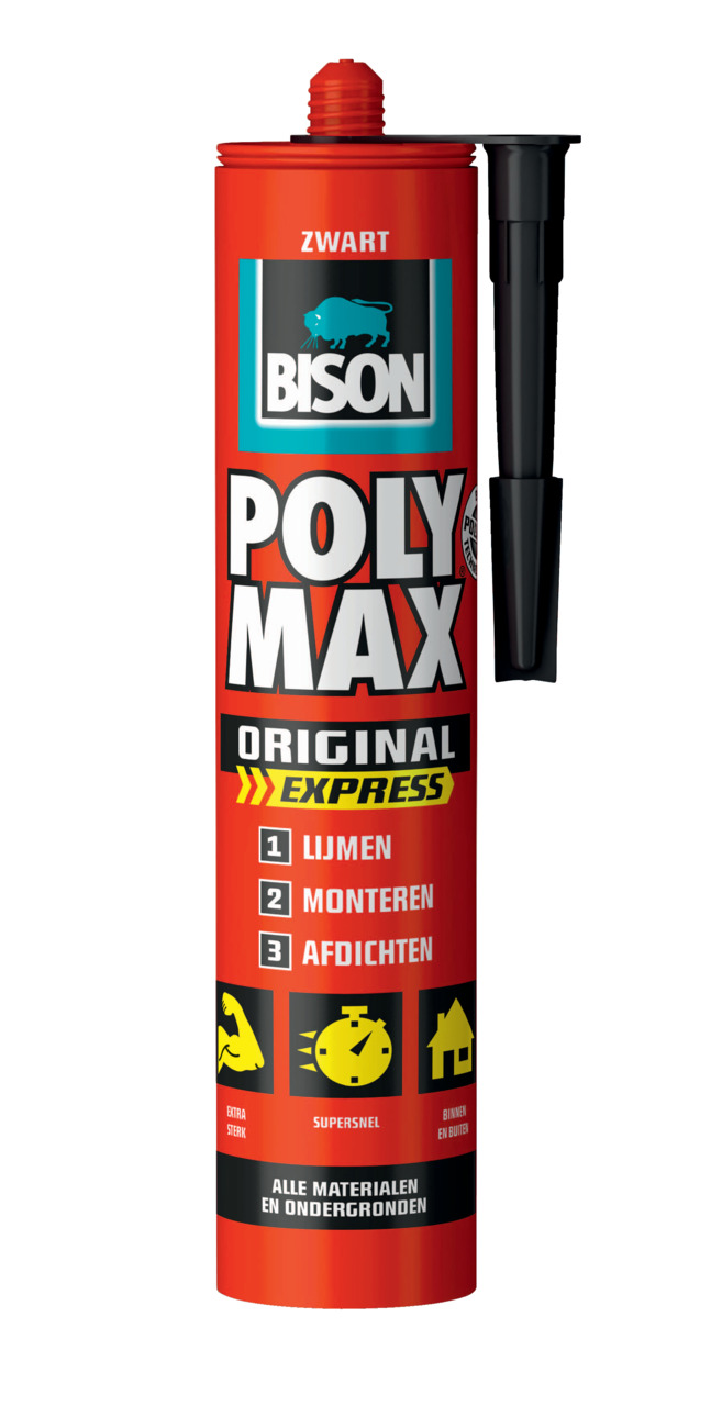 Bison Poly Max Express Montagelijm Zwart 425 g