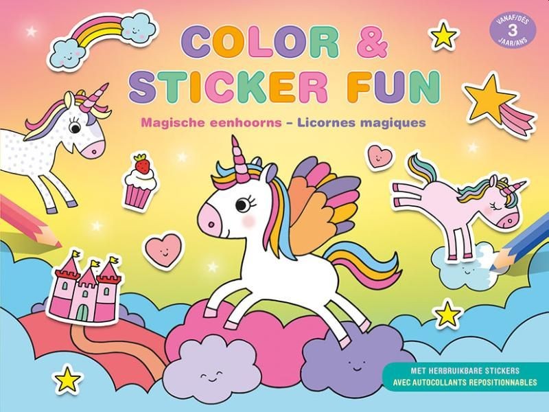 Color & Sticker Fun Magische eenhoorns-Color & Sticker Fun Licornes magiques. Magische eenhoorns, ZN