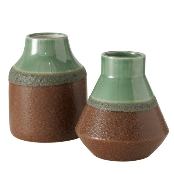 Vaas Noella H15cm Stoneware groen/bruin