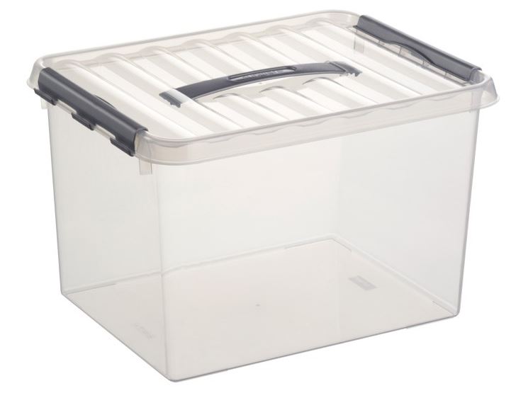 Sunware Q-line opbergbox 22 liter transparant-metaal