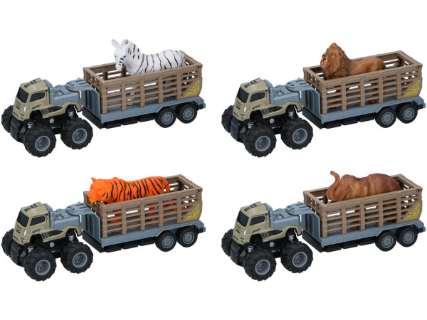 Truck met aanhanger en wild dier