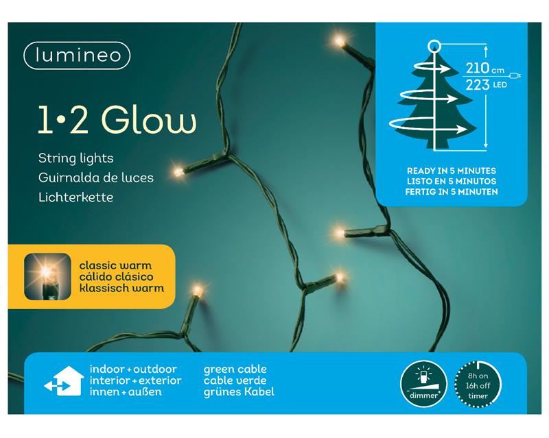 Kerstverlichting 1-2 glow voor 210cm boom 223 LED lampjes warmwit