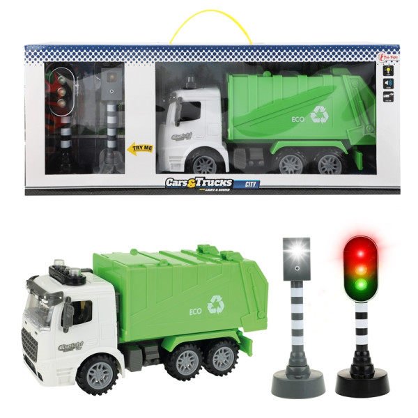 Toi Toys Set vuilniswagen+verkeerslicht