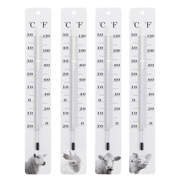 Thermometer boerderijdieren ijzer H28cm