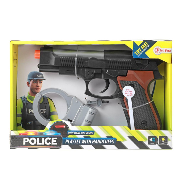 Toi Toys Politieset handboeien + pistool