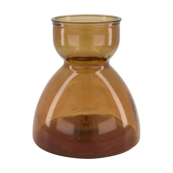 Vaas recycled glas Ø21,5x23cm bruin
