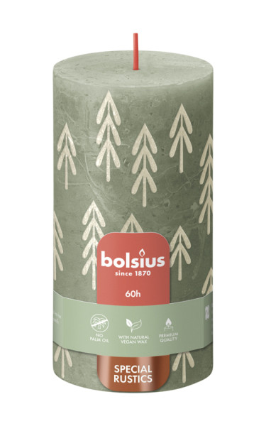 Bolsius printed kaars 130/68 Fresh Olive