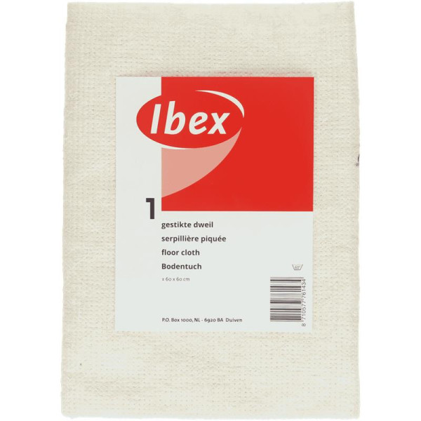 Ibex Dweil 60x60cm gestikt wit