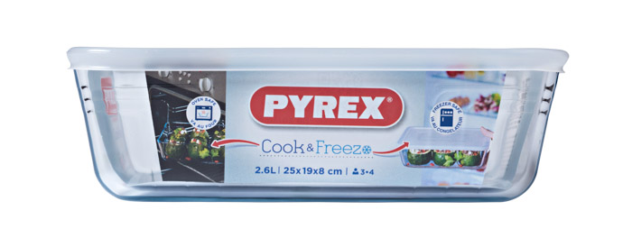 Pyrex Cook & Store schaal met deksel 25 x 20 cm
