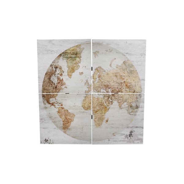 Wandkaart 'Globe' 4-delig 80x80 wit