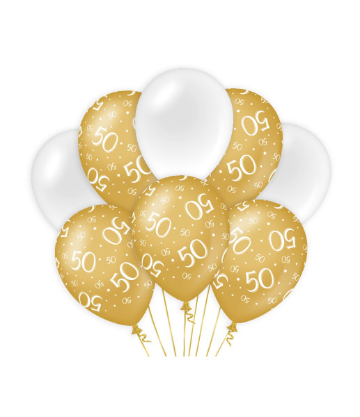 Decoratie ballonnen goud/wit - 50