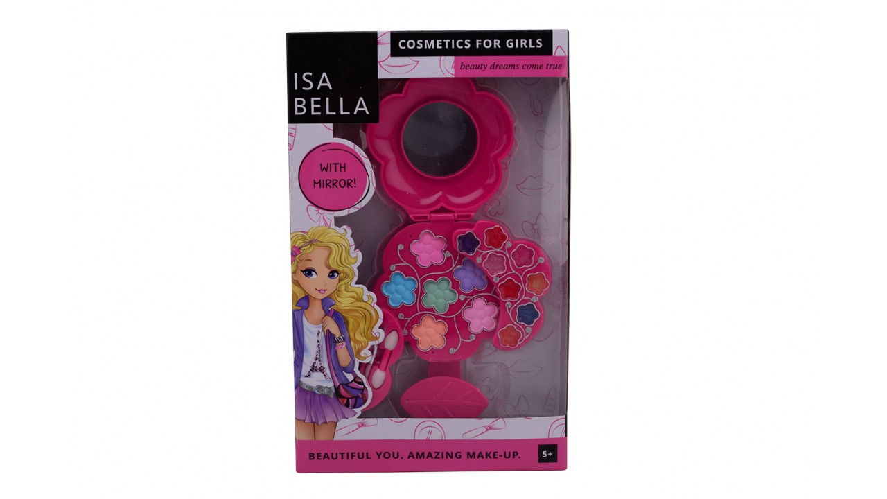 Isa Bella make up set met spiegel 18 x 29 cm roze 17 delig