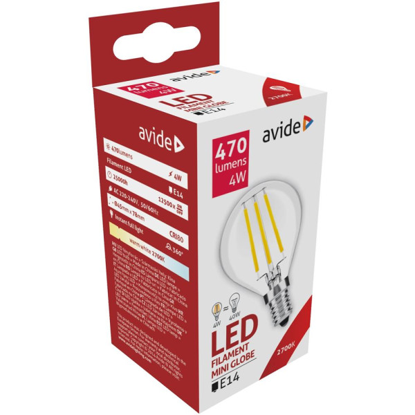 Avide LED lamp filament 470lm 4W E14 EW