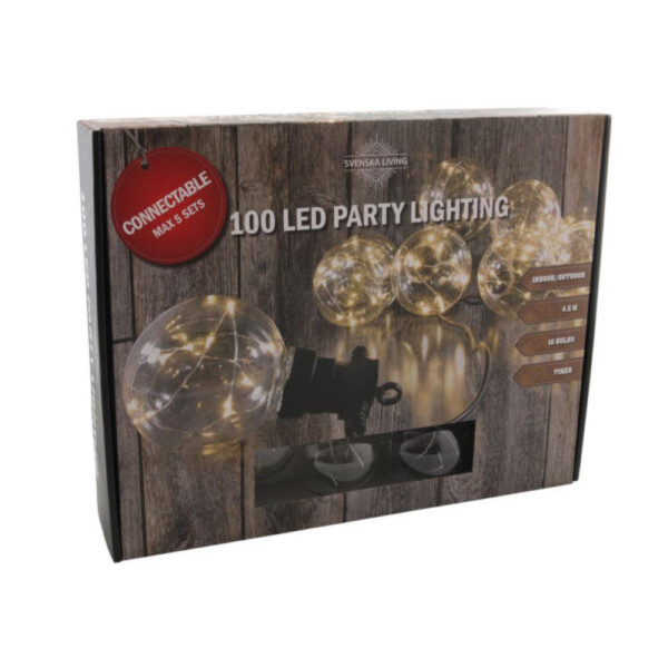 Partylights 10x bol w-wit IP44 + timer