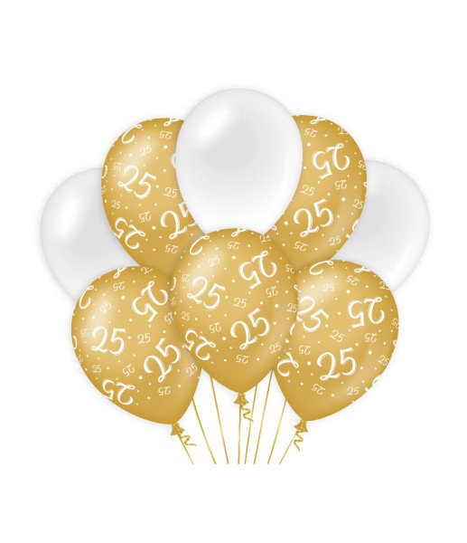 Decoratie ballonnen goud/wit - 25