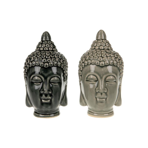 Boeddha hoofd keramiek 10x10x20cm grijs