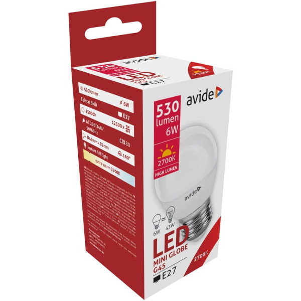 Avide LED lamp E27 6W 2700K EW 450lm