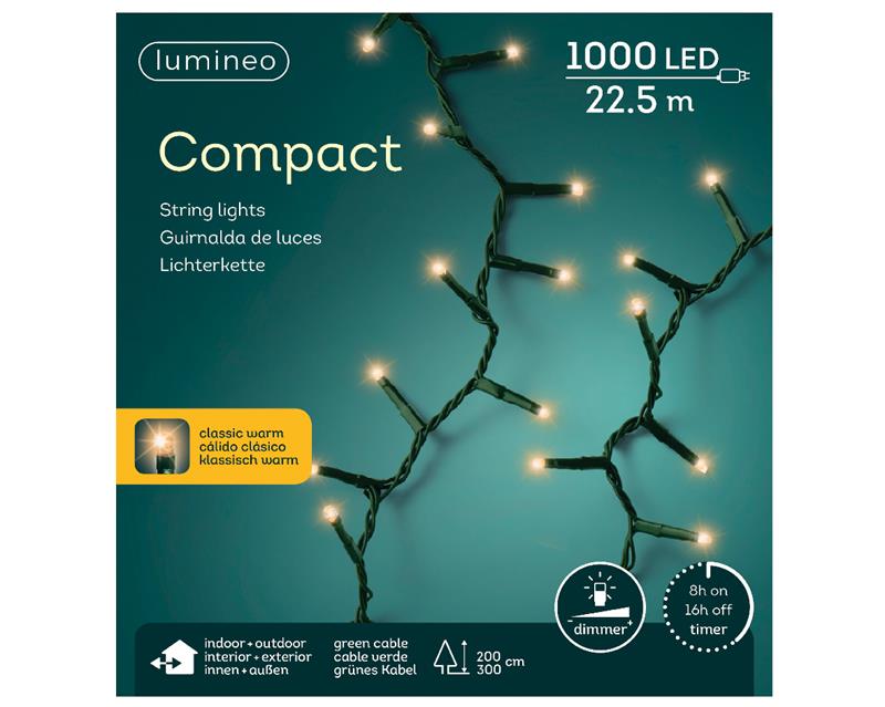 LED compact ricelights buiten 22,5 m 1000L groen klassiek warm