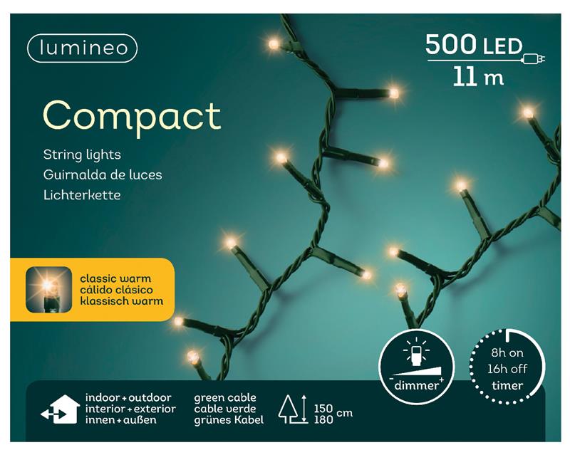 LED compact ricelights buiten 11 m 500L groen klassiek warm