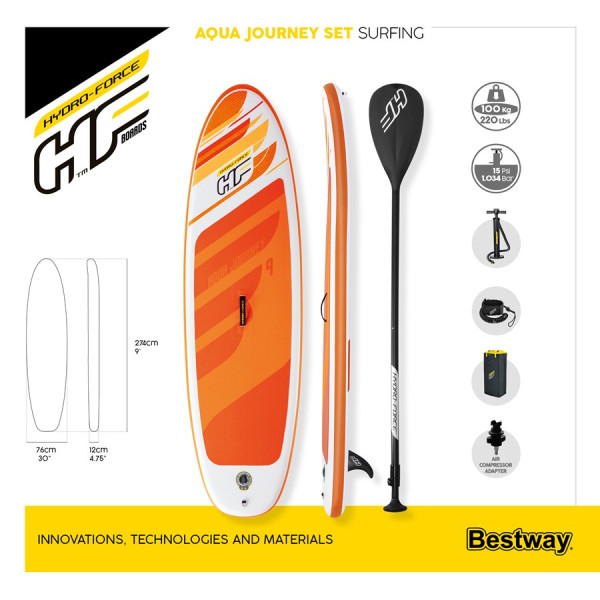 Hydro-Force AquaJourney SUPboard 274 set