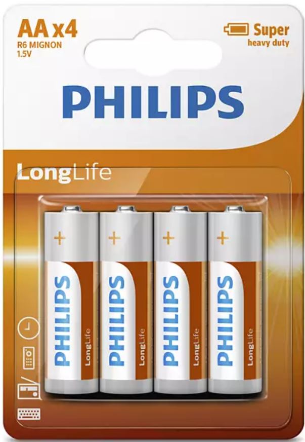 Batterij Philips Longlife R06 AA 12 x bls4