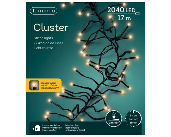 Kerstverlichting LED cluster 2040L 17m