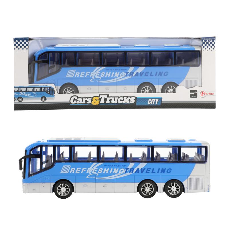 Toi Toys reisbus Cars & Trucks City junior 32 cm blauw