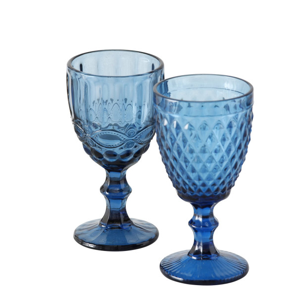 Wijnglas blauw h17cm doos a 6 st