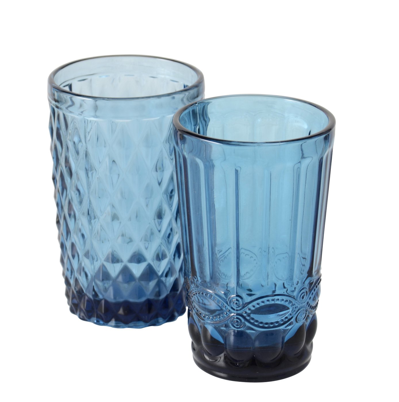 Boltze Home Drinkglas 'Aurora' Glas Gekleurde Glas Blauuw Dia8x13cm